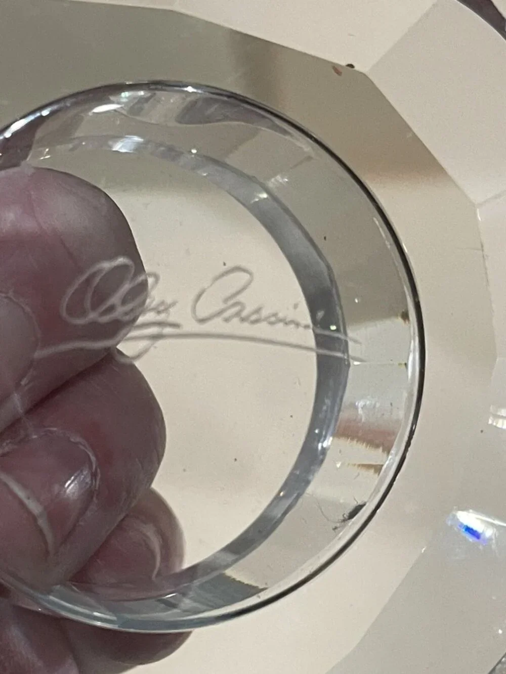 Oleg Cassini: Crystal Heart Shaped Glass Votive Candle Holder Clear Signed